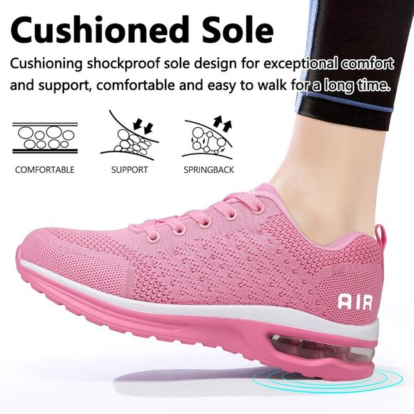 Ziitop Pink Ladies Non Slip Lightweight Fashion Sneakers Breathable Shoes - Picture 6 of 7